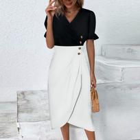 Paplūdimio suknelės moterims Pavasarį Vasarą Elegantiška apvyniojama V kaklo Boho suknelė Flowy Ruched Havajų Maxi suknelė L juoda