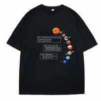Cosmic Solar System Planets Print Hip Hop Top Short Sleeve Summer Street Casual Tee Clothing Loose Oversized T Shirt Cotton Tops XS juoda