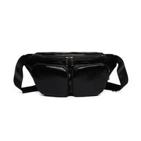 Juosmens krepšys moteriškas krūtinės krepšys minkštos odos pečių krepšys crossbody juoda
