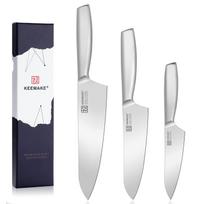 KEEMAKE Nerūdijančio plieno Santoku peilių rinkinys Indaplovėje plaunamas ir Žuvies virtuvės dovana (203 mm, 160 mm, 130 mm), Saugus, Daugiafunkcis, Kairiarankiams, Mėsai, Daržovėms,