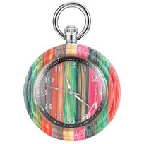 Wooden Pocket Watches for Men Women Colorful Bamboo Analog Quartz with Chain Gifts for Father Mother Birthdays