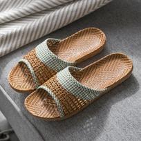 Vėsios vynmedžio šlepetės vasarai vyrams ir moterims namų pora patalpų neslystančios grindų lino vėsios šlepetės namų apyvokos apribojimo batai Sole 24 (suitable for sizes 35-36) šviesiai žalios spalvos