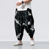 Didžioji Kanagavos banga Kranas Susiuvimo Spausdinti Laisvalaikio Paplūdimio Harem Kelnės Vyrams Hip Hop Devynių Taškų Kelnės Sportinės Kelnės M