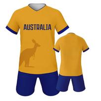 Australijos Futbolo Maikės Rinkinys Trumpomis Rankovėmis ir Šortais Kvėpuojanti Sportinė Uniforma XS