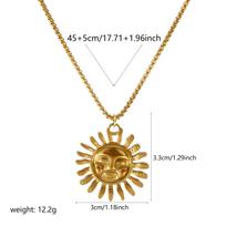 304 Stainless Steel Sun Pendant Necklace 18K Gold Plated  Box Chain For Women Galaxy Jewelry Exquisite Gift 45cm + 5cm