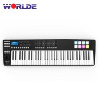 WORLDE PANDA61 Nešiojamas 61 klavišo USB MIDI klaviatūros valdiklis 8 RGB spalvotai apšviesti trigeriniai padukai RGB Light Backlit