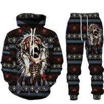 Vilkas 3d Print Hoodie Kostiumas Rudens Žiemos Vyrų Moterų Rinkiniai Tiger Tracksuit Unisex Hoodie + Pants Dviejų dalių rinkinys S