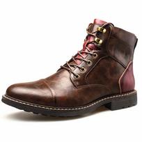 Retro Men's Ankle Boots Casual High-top Boots High Quality Business Leather Boots for Men Motorcycle Bootie Botas Hombre 38 ruda