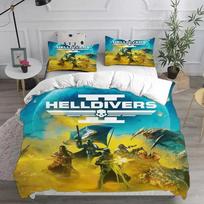 3D Helldivers 2 Bedding Collections Comforter Quilt Bed Cover Duvet Cover Pillow Case 2 3 Pieces Collections Boys Adult Size Home Use Textiles EU single(135x200cm)