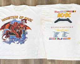 Monsters of Rock 1991 m. Vintažinio stiliaus ACDC Metallica Queensrÿche Unisex marškinėliai M