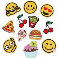 Užkandžių Burgeris Siuvinėjimo Audinio Lipdukas Animacinis Veidukas Šypsena Siuvinėjimo Etiketė Lolipopas Siuvinėjimo Ženklelis Berniukas Picos Lipdukas set of 12~*photo with size