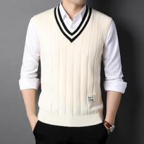 Four Seasons Men's Wool Yarn Knitted Vest Sleeveless Casual V-neck Wool Men's Vest Shirt S balta
