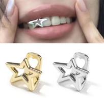 Halloween Irregular Hollow Pentagram Star Teeth Grillz Hip Hop Gold Silver Color Tooth Caps For Women Men Jewelry sidabras