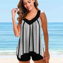 Moteriški maudymosi kostiumėliai Tankini 2 dalių maudymosi kostiumėlis, margaspalvis anakardžių spausdinimas, atostogų maudymosi kostiumėliai S balta