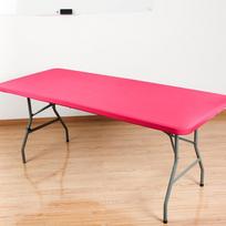 Stačiakampė Elastinga Stalo Dangalo Vestuvių Stalo Apsauga Plaunamas Staltiesė Kraštu Apspaudžiama Pikniko Stovyklavimo Banketo Staltiesė 85X85cm rožinė raudona spalva