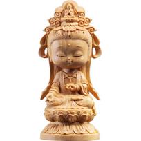 Medžio drožyba Animacinis Guanyin Statula Rankų darbo Kietmedis Budistinis Feng Šui Guanyin Namų Kambario Biuro Dekoracija Statula 10cm
