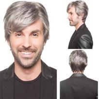 Sintetinis Tėvo Perukas su Kirpčiukais Pilkas Perukas Vyresnio Amžiaus Vyrams Cosplay vakarėlio Kostiumas Trumpas Natūralus Šukuosenos Perukas Vyriškas Kasdieniam Naudojimui sidabro pilka spalva