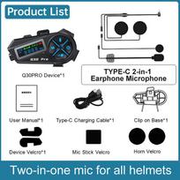 Q30 Pro Motorcycle Helmet Bluetooth Intercom Headset 500M Range FM Radio LED Display 1set Q30 Pro