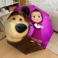 1pc Masha Bear Automatic Folding Umbrella, Portable Collapsible Design, Casual Outdoor Accessory L1127026
