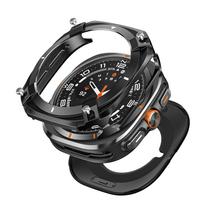 Protective Case for Samsung Galaxy Watch 7 Ultra 47mm Aluminium Alloy Protective Shell Cover for Galaxy Ultra Bumper Accessories Galaxy Ultra 47mm juoda balta spalva
