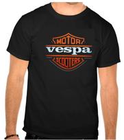 Vespa Motorolerio Logotipo Juodi Marškinėliai -1268- L