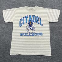 Vintage 90s Citadel Bulldogs Military College Shirt L 21x28 Gray White Stripes 2XL