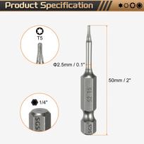 Torx Head Screwdriver Bit T5-T50 1/4  Hex Shank 50mm Magnetic No Hole Tip Tamper Proof 6 Point Star S2 Screw Driver Drill Bits