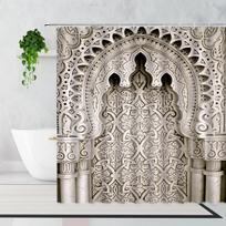 3D marokietiška dušo užuolaida Senų vartų geometrinis raštas Durų angos dizainas Įėjimo architektūrinis Rytietiško stiliaus vonios užuolaidos W60H190(CM)-1 Pcs