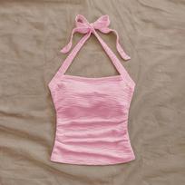 Sexy Tank Top - Summer Beach Vacation Style Tie-Front Spaghetti-Strap Top for Women L