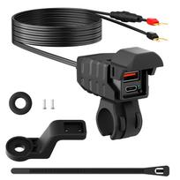 Motorcycle Power Adapter with 36W USB C PD and 18W USB A Ports, LED Voltmeter, Independent On Off Switch for ATV Trike,