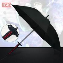 Kurosaki Ichigo Katana Umbrella Long UV Blocking Black Parasol Anime Bleach Aizen Sousuke Samurai Sword Katana Umbrella Parasol IRON&16K