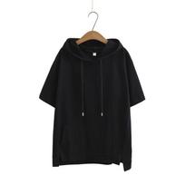 Women Summer Oversize 4XL Loose Sweatshirts Cotton Hoodies Short-sleeves Thin Tees Female Casual Pullover Tops Outerwear XS