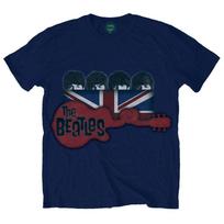 The Beatles 'Guitar and Flag' Navy Blue T shirt - NEW Unisex T-Shirt L