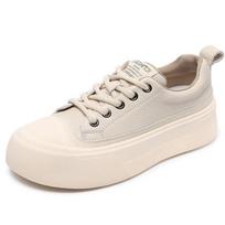 Thi Biscuit oes Genuine Top Layer Cowhide Sports Flat oes Low Heel round Toe Rubber Outsole Deep white shoes 35 smėlis