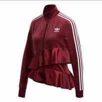 Adidas Originals aksominis paltas moterims bordo spalvos FT9884 30