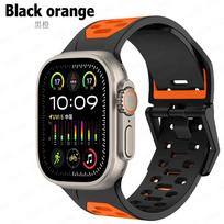 Silicone Strap For Apple Watch Band Ultra 2 49mm Series 9 8 7 45mm Breathable two-color Bracelet iWatch 6 5 4 SE 44mm 42mm Belt 42mm 44mm 45mm oranžinė