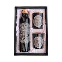 Copper Water Bottle With Glass Set For Gifting No Joint 1 Liter Water Bottle Copper Bottle Gift Set Office Use Sports Daily Use gray