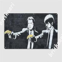 Banksy Pulp Fiction Plakatas Metalinė Plokštelė Sienos Dekoracija Vakarėliui Sieninis Pub Individualus Skardinis Plakatas 20x30cm