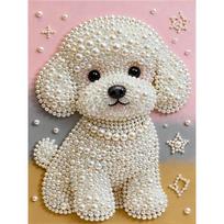Crystal Pearl Painting 5D DIY Frame Decoration Painting Cute Little Dog Home Wall Decoration Transparent Pearl Gemstone Painting Picture Art Crafts 35x45cm