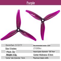 GEMFAN Hurricane Max 51377 5-inch FPV Drone 3-Blade Racing Propellers violetinė
