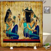 Indiško Boho 3D Vonios Užuolaidos Bohemia Egipto Faraonas Dušo Užuolaida Su Kabliukais Namų Dekoras Plaunamas Audinys Vonios Sienelė W60H190(CM)-1 Pcs