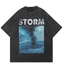 Streetwear Audros Grafikos Unisex Marškinėliai Medvilniniai Skalbto Juodo Marškinėliai Unisex Viršūnės Vasariniai Trumpomis Rankovėmis Marškinėliai S juoda