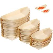 100 Pcs Wooden Kayak Food Boats Sushi Containers Tray Bamboo Sashimi Plate Plates