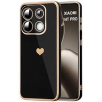 Case for Xiaomi 14T Pro - Shockproof Protection - Ultra Slim - Heart Pattern - Black - Lightweight