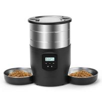 4,5 l didelės talpos automatinis naminių gyvūnų kačių lesintuvas šunims ir katėms, išmanus maisto dozatorius, nerūdijančio plieno naminių gyvūnų lesinimo dubuo Button black feeder