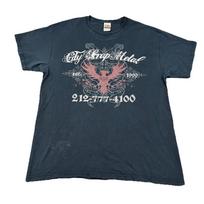 Vintažiniai Y2K Miesto Metalų Laužas Marškinėliai Vyriški XL Juodi Grunge NYC Darbiniai Marškinėliai L