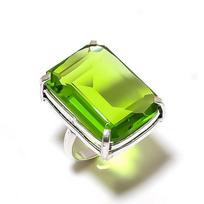 Natural Peridot Gemstone Handmade 925 Sterling Silver Gift Ring Size 10 ETC-1578-4