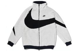 Nike Big Swoosh dvipusis pliušinis striukė Azijos dydžiai Baltas Juodas BQ6546-114 S