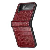 Prabangus odinis dėklas su apsauga nuo pirštų atspaudų Samsung Galaxy Z Flip 4 5g Flip4 Flip3 Flip 3 plonas sulankstomas dėklas Samsung Z Flip4 for Samsung Z Flip 3 raudona