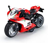 1/12 mastelio greitai lenktynių 25DS motociklo žaislas, atitraukiamoji transporto priemonė, lydinio motociklo žaislas su garsu ir šviesa, motociklo replika vaikams 3-9 1/12-Size:15*7.8*8cm raudona